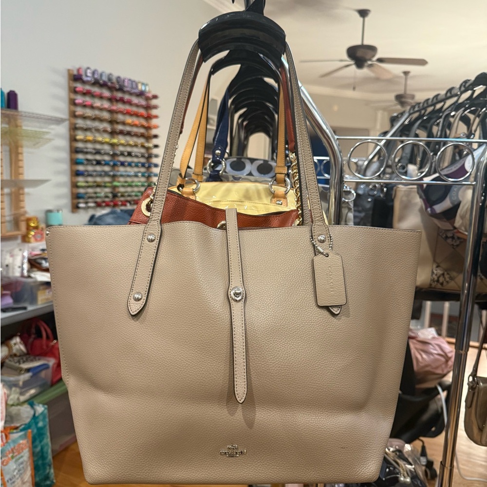 Coach Taupe Leather Tote Bag